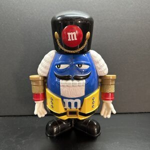 M&M's Candy Dispenser Blue Toy Soldier Nutcracker Christmas Decor 10" Tall